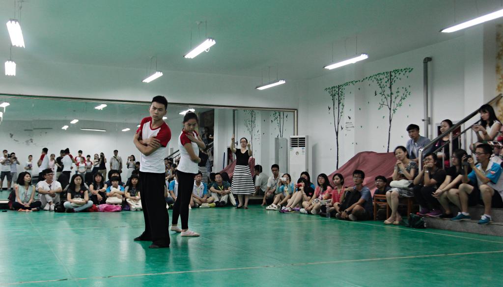 陕西省城市经济学校的特殊同学为台湾大学生研习营营员表演精心准备的节目